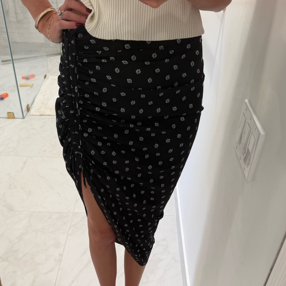 Veronica Beard Black and White Patterned Midi Skirt